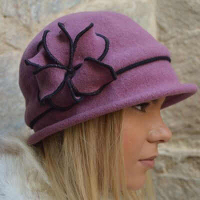 Chapeaux Femme - Chapeau Rose Desiree en Laine avec Bord Style Vintage