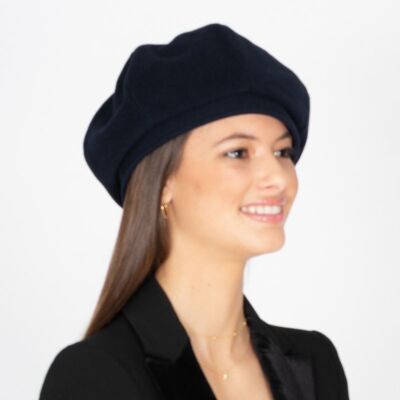 Damenhüte - Ceci Marineblaue Baskenmütze im Pariser Stil