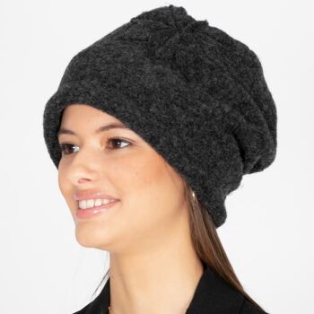 Chapeaux femme - Bonnet Aiden Laine Gris Anthracite 3