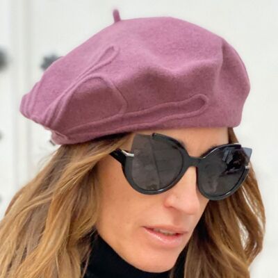 Damenhüte - Valerie Mauve Baskenmütze im Pariser Stil
