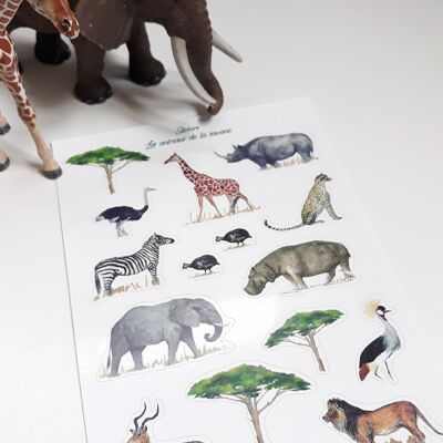 Planche de stickers les animaux de la savane