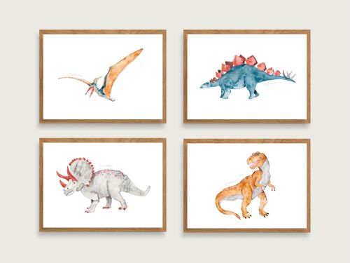 Poster "Dinosaurier" A4 | Dinos Dinosaurier Poster Kunstdruck Print || HERZ&PAPIER