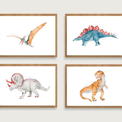 Poster "Dinosaurier" A4 | Dinos Dinosaurier Poster Kunstdruck Print || HERZ&PAPIER