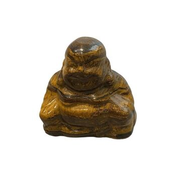 Bouddha en pierre gemme, 2,5x2,5x1cm, oeil de tigre 2