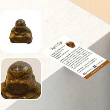 Bouddha en pierre gemme, 2,5x2,5x1cm, oeil de tigre 4