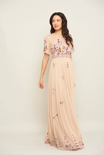 Robe longue à sequins fleuris Ahava 1