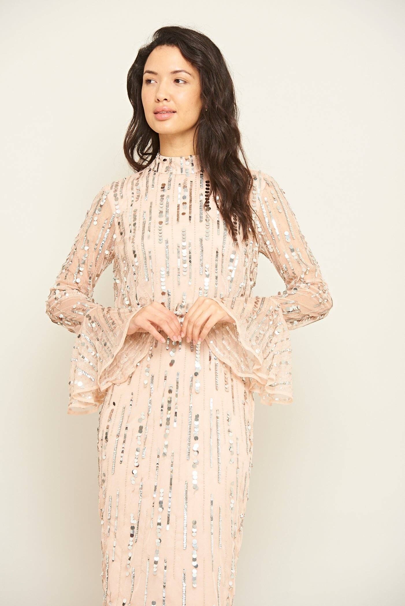 Frock & Frill Sequin Bodice Maxi Dress With Flutter Sleeve | ASOS