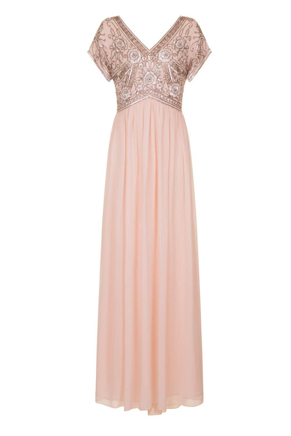 Buy wholesale Bellaria Pink Sequin Bodice Maxi Dress