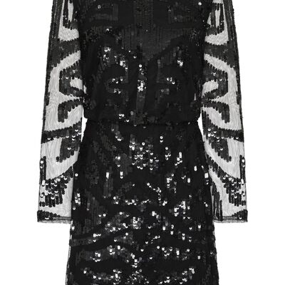 Bryony Black Long Sleeve Sequin Dress