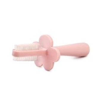 Brosse à dents double face ergonomique ROSE CLAIR - 6 mois + et doigt en silicone 4 mois + 3