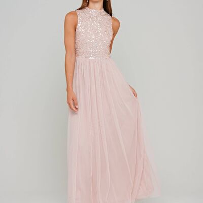 Gwendoline Taupe Sequin Bodice Maxi Dress