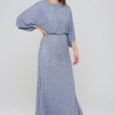 Judith Embellished Maxi Dress with Batwing Sleeves