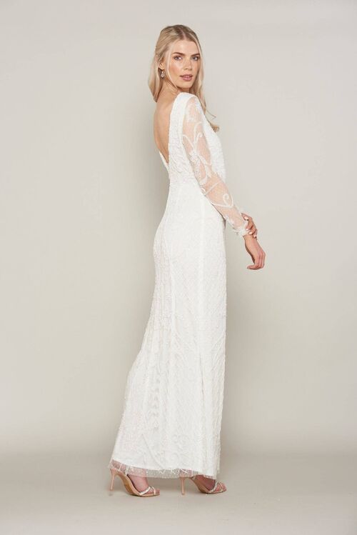 Kate Long Sleeve Maxi Dress with All Over Embellishment