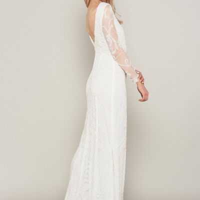 Kate Long Sleeve Maxi Dress with All Over Embellishment