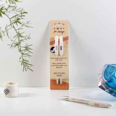 Pens - Recycled Single Use Plastic in Cream Ideas Sleeve
