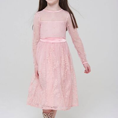 Luci Embroidered Dress with Satin Bow