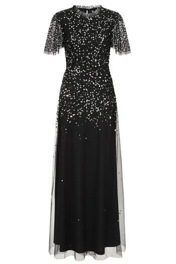 Matilda - Robe longue noire à sequins dispersés