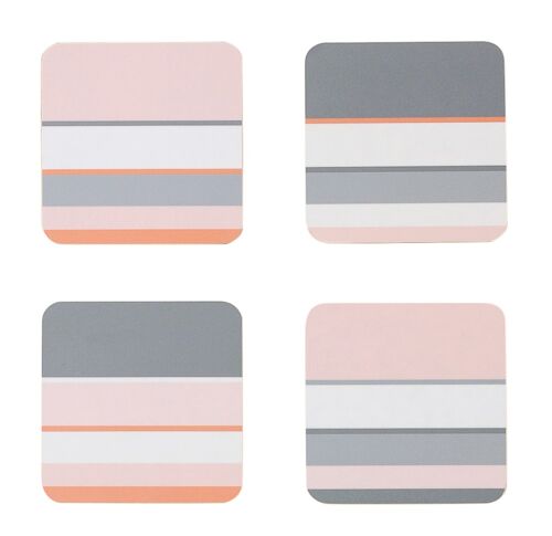 Pink stripe coaster set