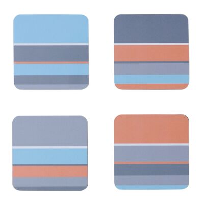 Aqua stripe coaster set