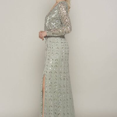 Priscilla Sage Embellished Maxi Dress