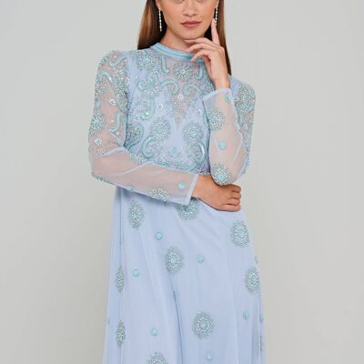 Sabina Blue Embellished Maxi Dress