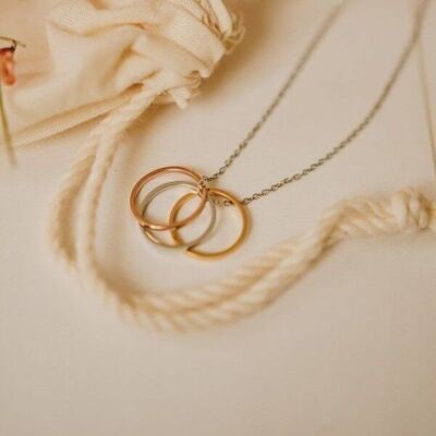 Tricolor ring steel necklace