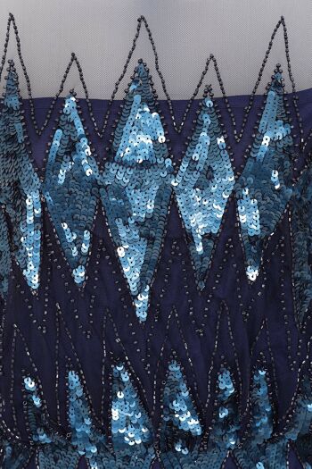 Vivian - Robe mi-longue bleu marine ornée de zigzags 2