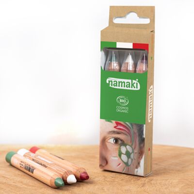 Kit soporte 3 lápices de maquillaje Verde-Blanco-Rojo
