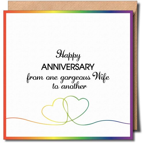 Happy Anniversary one Wife to Another lgbtq Greeting Card