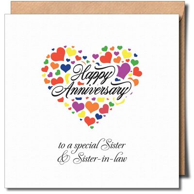 Happy Anniversary Sister and Sister in law Greeting card.