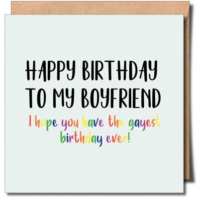 Happy Birthday Boyfriend lgbtq+ Gay Greeting Card.