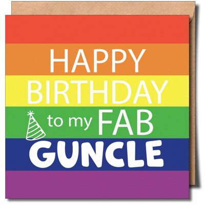 Feliz cumpleaños Guncle Gay Uncle lgbtq Tarjeta de felicitación.