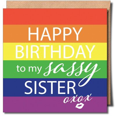 Joyeux anniversaire Sassy soeur lgbtq carte de voeux lesbienne.