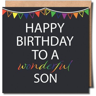 Alles Gute zum Geburtstag zu einem wunderbaren Sohn Lgbtq Gay Grußkarte.