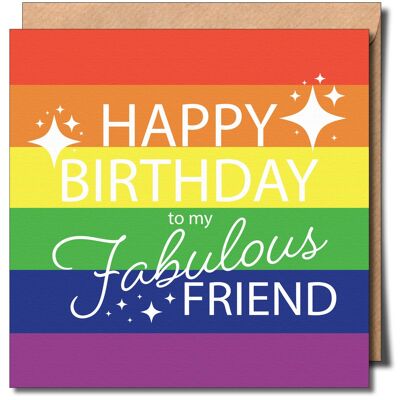 Feliz cumpleaños a mi amigo favorito. Tarjeta de felicitación LGBTQ.