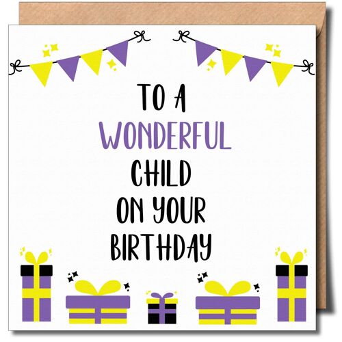 Happy Birthday Wonderful Child Non-Binary Greeting Card. Non-Binary Birthday Card.