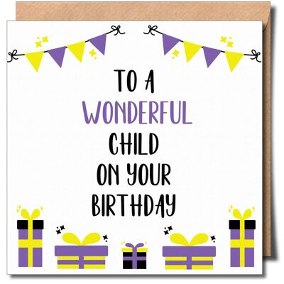 Tarjeta de felicitación no binaria de feliz cumpleaños para niño maravilloso. Tarjeta de cumpleaños no binaria.