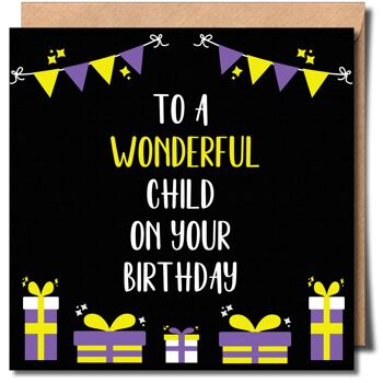 Joyeux anniversaire Merveilleux enfant Carte de vœux non binaire - 1