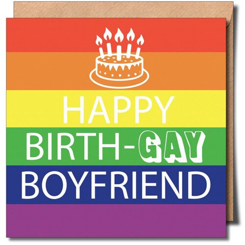 Happy BirthGAY Boyfriend Lgbtq Greeting card.