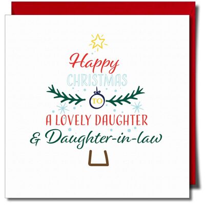 Buon Natale ad una adorabile figlia e nuora. Carta di Natale.