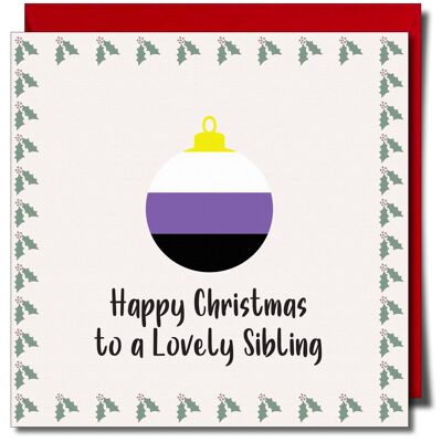 Feliz Navidad a una encantadora tarjeta de Navidad no binaria para hermanos