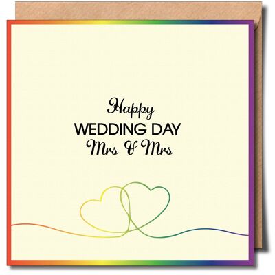 Happy Wedding Day Mrs & Mrs Lgbtq+ Wedding Card.