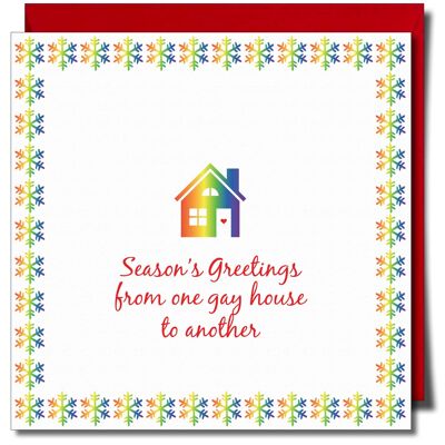 Season's Greetings from one Gay House to another Lgbtq Card