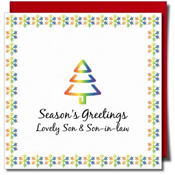 Salutations de la saison Lovely Son & Son in Law Carte de voeux 1