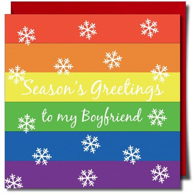 Carte de vœux de saison à mon petit ami. Carte de Noël gay.