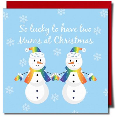 Tan afortunado de tener dos mamás en la tarjeta de felicitación de Navidad.
