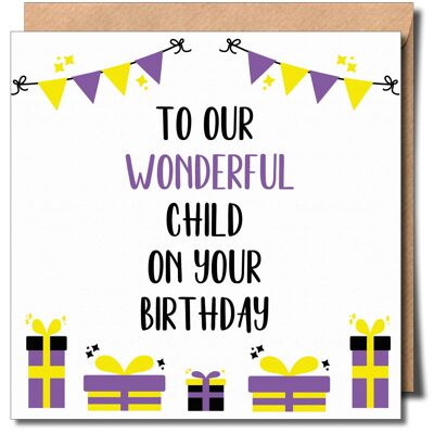 Al nostro meraviglioso bambino sulla tua carta di compleanno non binaria. Biglietto d'auguri non binario.