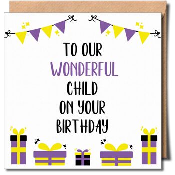 À notre merveilleux enfant sur votre carte d’anniversaire non binaire. Carte d’anniversaire non binaire. 1