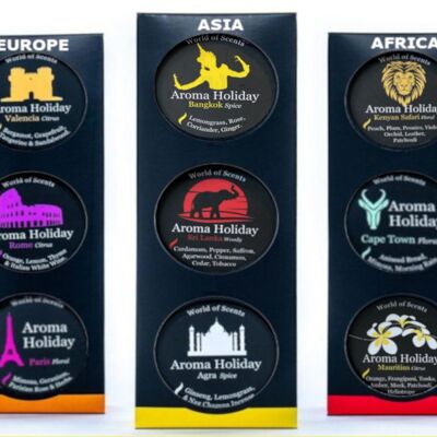 5 x Scented Travel Candle Gift sets- CONTINENTS of the WORLD