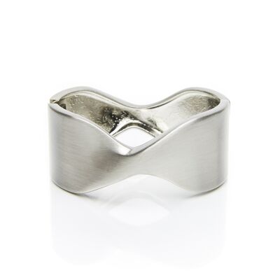 Cuff silver plated bracelet with bow motif- ANASTASIA SILVER